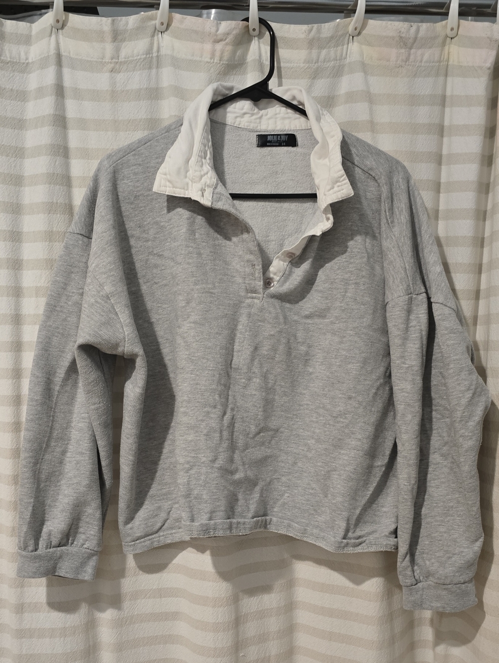 Light Gray Long-Sleeve Rugby Collar Pullover
